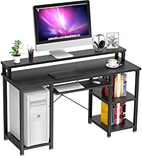 NOBLEWELL Computer Desk with Monitor Stand Storage Shelves Keyboard Tray47