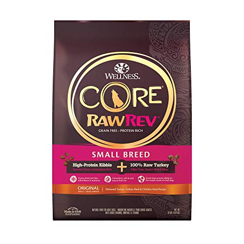 Wellness CORE Rawrev Natural Grain Free Small Breed Dry Dog Food, Original Turkey & Chicken With Freeze Dried Turkey, 10-Pound Bag