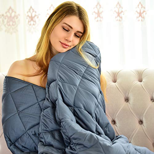 WONAP Bamboo Weighted Blanket | 100% Natural Bamboo Cooling with Premium Glass Beads | 15 lbs | 60