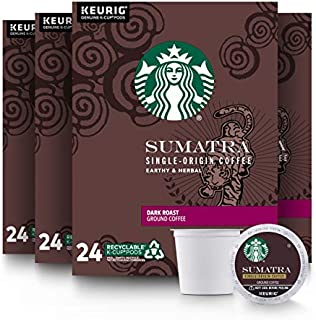 Starbucks Dark Roast K-Cup Coffee Pods - Sumatra for Keurig Brewers - 4 Boxes (96 Pods Total)