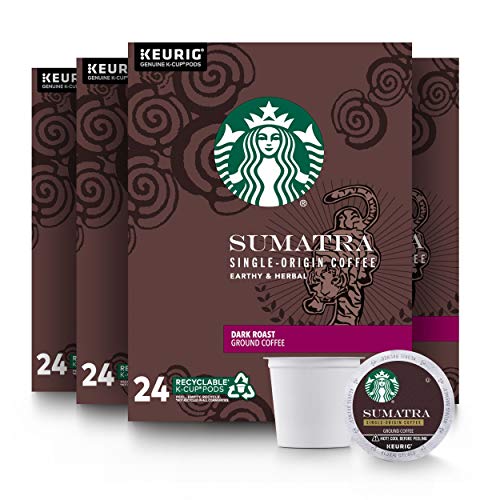 Starbucks Dark Roast K-Cup Coffee Pods - Sumatra for Keurig Brewers - 4 Boxes (96 Pods Total)