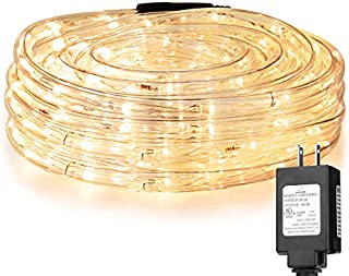 LE 33ft 240 LED Rope Light, Waterproof, Connectable, Low Voltage, Warm White, Indoor Outdoor Clear Tube Light Rope and String for Deck, Patio, Pool, Camping, Bedroom Decor, Landscape Lighting and More