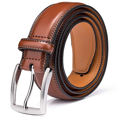 Men's Genuine Leather Dress Belt with Premium Quality - Classic & Fashion Design for Work Business and Casual (esBrown, 32)