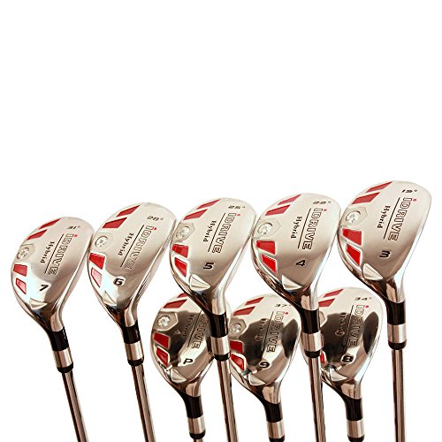 iDrive Hybrids Senior Mens Golf All Complete Full Set, which Includes: #3, 4, 5, 6, 7, 8, 9, PW Senior Flex with Premium Men's Arthritic Grip Right Handed Utility A Flex Clubs