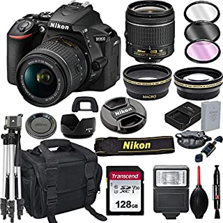 Nikon D5600 DSLR Camera with 18-55mm VR Lens + 128GB Card, Tripod, Flash, ALS Variety Lens Cloth, and More