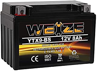 YTX9-BS Battery Maintenance Free For Motorcycle ATV Compatible with Honda TRX 400EX Sportrax Fourtrax GSXR600 LTZ250 ZX600, Polaris Predator 500,Suzuki GSX-R600 YTX9 ETX9 BS Batteries