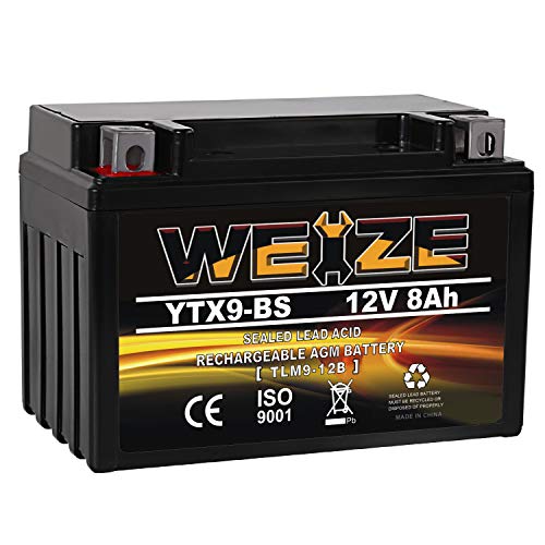 YTX9-BS Battery Maintenance Free For Motorcycle ATV Compatible with Honda TRX 400EX Sportrax Fourtrax GSXR600 LTZ250 ZX600, Polaris Predator 500,Suzuki GSX-R600 YTX9 ETX9 BS Batteries