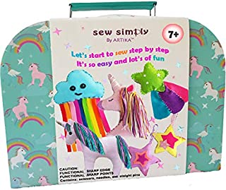 ARTIKA Sewing KIT for Kids, DIY Craft for Girls, The Most Wide-Ranging Kids Sewing Kit Kids Sewing Supplies, Includes a Booklet of Cutting Stencil Shapes for The First Step in Sewing. (Unicorn kit)