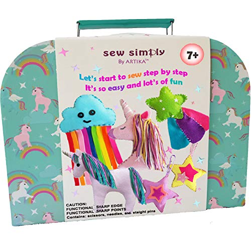 ARTIKA Sewing KIT for Kids, DIY Craft for Girls, The Most Wide-Ranging Kids Sewing Kit Kids Sewing Supplies, Includes a Booklet of Cutting Stencil Shapes for The First Step in Sewing. (Unicorn kit)