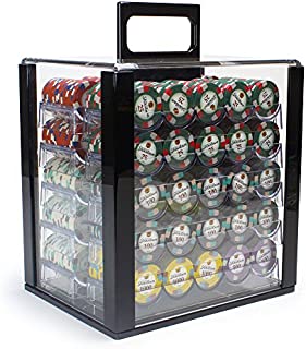 Brybelly Showdown Poker Chip Set, 1,000 Pieces - Heavyweight 13.5g Clay Composite Playing Chips with Acrylic Trays & Display Case - Bulk Variety Pack for Casino & Game Nights