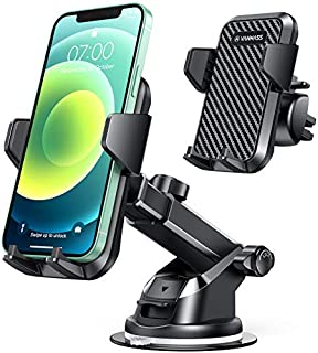 VANMASS Universal Car Phone Mount,Patent & Safety CertsUpgraded Handsfree Stand, Dash Windshield Air Vent Phone Holder for Car, Compatible iPhone 11 Pro Xs Max XR X 8 7 6, Galaxy s20 Note 10 9 Plus