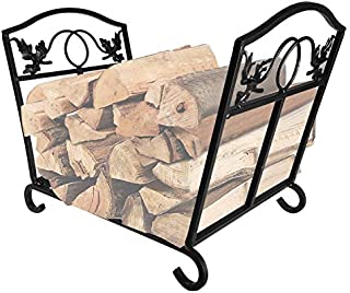 Amagabeli Fireplace Log Holder Firewood Holder Wood Carrier Metal Basket Wrought Iron Indoor Wood Stove Stacking Rack Storage Carrier Large Outdoor Fireplace Pit Decorative Holders Accessories Black