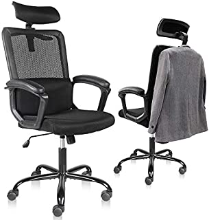 Smugdesk Office Chair, High Back Ergonomic Mesh Desk Office Chair with Padding Armrest and Adjustable Headrest Black