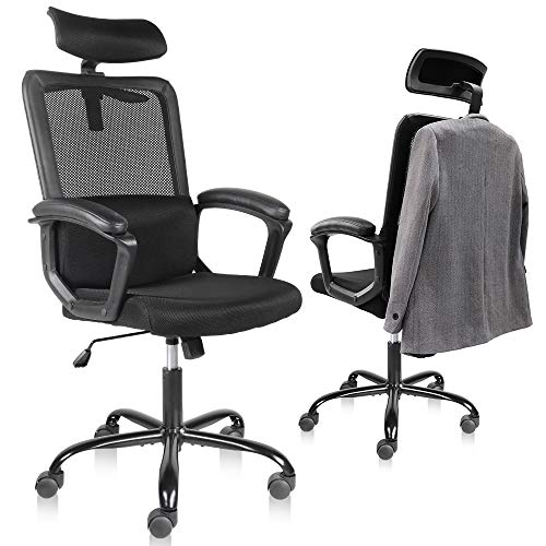 Smugdesk Office Chair, High Back Ergonomic Mesh Desk Office Chair with Padding Armrest and Adjustable Headrest Black