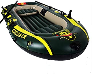 Freedom-Market 2-4 Person Inflatable Boat Thickened Hovercraft Wear-Resisting Kayak Assault Rubber Boats Dinghies for Fishing and Other Entertainment (2 Adults + 1 Kid)