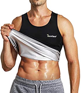 Junlan Sauna Vest for Men Waist Trainer Sweat Vest for Men Heat Trapping Weighted Vest for Men Workout Vest(Black,Medium)