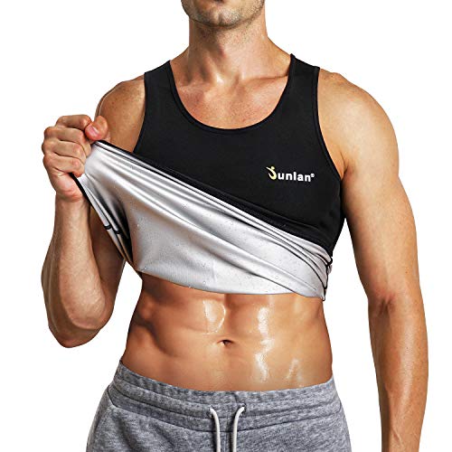 Junlan Sauna Vest for Men Waist Trainer Sweat Vest for Men Heat Trapping Weighted Vest for Men Workout Vest(Black,Medium)