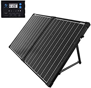 ACOPOWER Portable Solar Panel Kit 100W, Foldable 2X 50W Mono Suitcase, ProteusX Waterproof 20A LCD Charge Controller for Both Generator and 12V Battery for RV & Marine (New Launched)