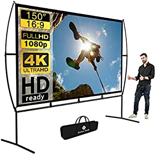 Projector Screen, Outdoor Projector Screen 150 Inch 16:9 4K HD Foldable Projector Screen with Stand for Outdoor Movie Screen Home Theater Indoor Projector Screen and Gifts idea