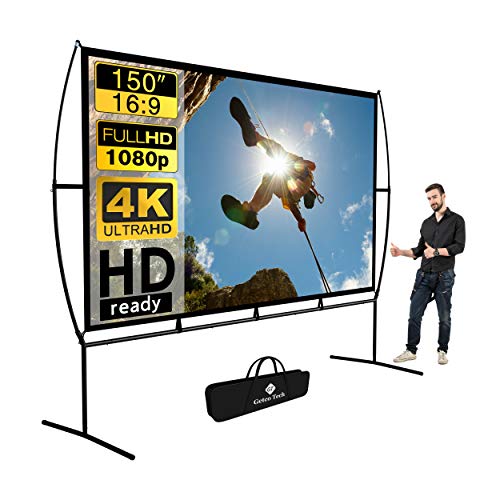 Projector Screen, Outdoor Projector Screen 150 Inch 16:9 4K HD Foldable Projector Screen with Stand for Outdoor Movie Screen Home Theater Indoor Projector Screen and Gifts idea