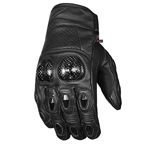 Men's Premium Leather Motorcycle Cruising Street Palm Sliders Biker Gloves L