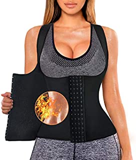 Sweat Waist Trainer Girdle Workout Sauna Tank Top Vest for Women Weight Loss Exercise, Double Tummy Slimmer (Black, 3XL)