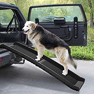 COZIWOW 62L Heavy Duty Portable Folding Dog Ramps for Large Dogs SUV, Truck Car Ramp Stairs Step Ladder for Pet, Non-Slip Design for Pool Boat