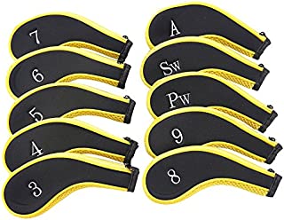 Neoprene Zipper Golf Club Iron Head Covers Iron Covers 10pcs/Set(Yellow&Black)