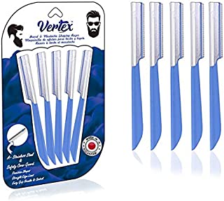 Vertex Beard and Mustache Straight Edge Razor  Mens Hairline Straight Edge Shaping Tool Goatee Shaper | Travel Razors Stainless Steel Blade For Men Barber Kit Hair Line Straightener At Home Cleaning