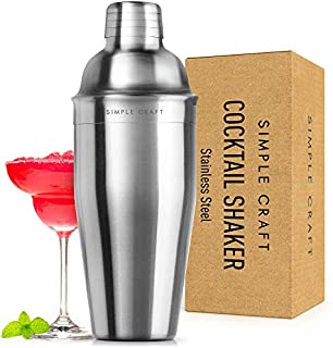 Simple Craft 24oz Cocktail Shaker - Stainless Steel Professional Grade Martini Shaker - Premium Martini Shaker and Strainer For Bartending, Homebars & Mixing Cocktails