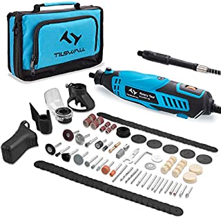 Tilswall Rotary Tool Kit 160W with 6-Level Variable Speed 145pcs Accessories Electric Drill Set for Crafting Projects and DIY Creations