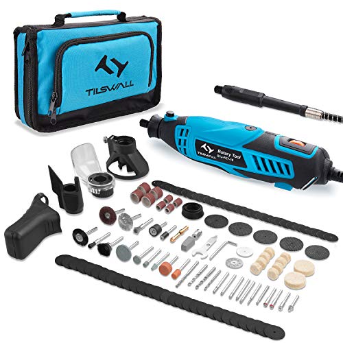 Tilswall Rotary Tool Kit 160W with 6-Level Variable Speed 145pcs Accessories Electric Drill Set for Crafting Projects and DIY Creations