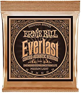 Ernie Ball Everlast Medium Light (12-54) Coated Phosphor Bronze Acoustic Guitar Strings (P02546)