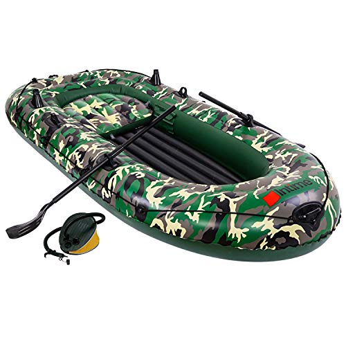 SOARRUCY Inflatable Canoe Kayak - 3 Person Raft Kayak Portable Fishing Boat Inflatable Kayak for Adults and Kids Blow Up Sport Kayak Canoe Boat with Air Pump Pair of Oars and Rope