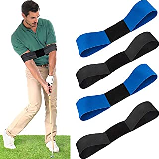 4 Pieces Golf Swing Trainer Golf Swing Arm Band Training Aid Motion Posture Correction Belt for Golf Beginner Wrist Hinge Swing Trainer Smooth Swing Correcting Tools Unisex, Black and Blue