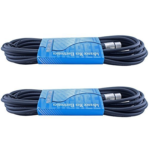 MCSproaudio 2 Pack 25 Ft Male to Female XLR Shielded Balanced Cables for Powered Speakers