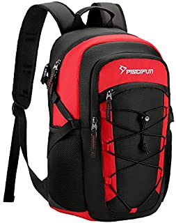 Piscifun Insulated Cooler Backpack, Leakproof Lightweight Cooler Bag, Soft Backpack Cooler for Men and Women Bag Cooler for Lunch, Picnic, Fishing, Hiking, Camping,Park, Day Trip Black & Red