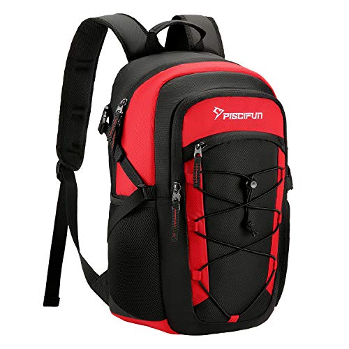 Piscifun Insulated Cooler Backpack, Leakproof Lightweight Cooler Bag, Soft Backpack Cooler for Men and Women Bag Cooler for Lunch, Picnic, Fishing, Hiking, Camping,Park, Day Trip Black & Red