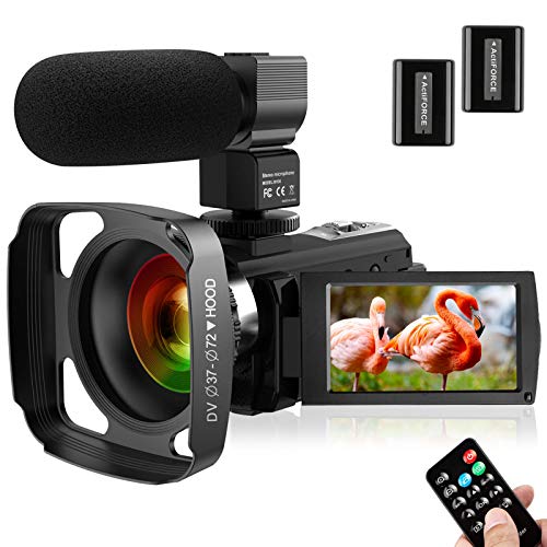 Ultra HD Video Camera Camcorder with Microphone 1080P 30FPS 24MP Vlogging Digital Camera with Lens Hood 3.0 Inch Screen 16X Digital Zoom Camcorder Recorder YouTube Webcam Camera for Live Streaming