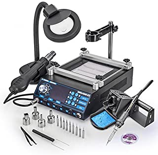 X-Tronic's  Cutting Edge in Technology  Model 5040-XR3 All-In-One Hot Air Rework & Soldering Iron Station with Preheater. Now Includes Plug & Play Hot Air Gun With Iron Holder & Sponge Cleaner