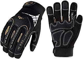 Vgo 3-Pairs High Dexterity Heavy Duty Mechanic Glove, Rigger Glove, Anti-vibration, Anti-abrasion, Touchscreen (Size S, Black, SL8849)