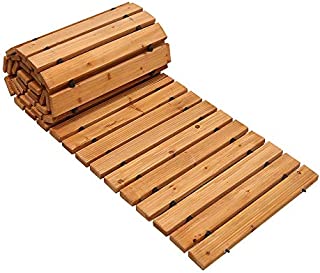 Reliancer 8' Wooden Garden Pathway Weather-resistant Straight Walkway Roll Out Cedar Outdoor Patio Path Rustic Decorative Garden Boardwalk Walkways Roll Up Beach Wood Road Floor Wedding Party Pathways