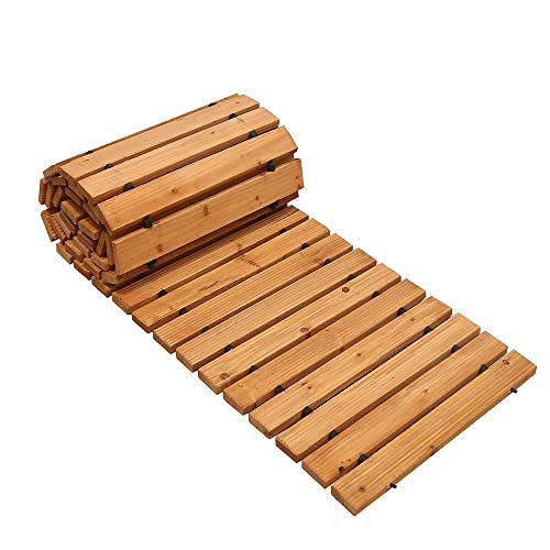 Reliancer 8' Wooden Garden Pathway Weather-resistant Straight Walkway Roll Out Cedar Outdoor Patio Path Rustic Decorative Garden Boardwalk Walkways Roll Up Beach Wood Road Floor Wedding Party Pathways