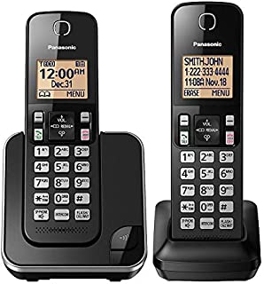 Panasonic Expandable Cordless Phone System with Amber Backlit Display  2 Handsets  KX-TGC352B (Black)