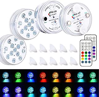 Homly Led Pool Lights, Pool Lights for Above Ground Pools, Inground Pool Light with Suction Cups, Magnetic Pool Light, Submersible Led Lights with Remote, Waterproof Led Lights Color Changing 4 Sets