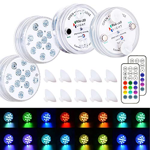 Homly Led Pool Lights, Pool Lights for Above Ground Pools, Inground Pool Light with Suction Cups, Magnetic Pool Light, Submersible Led Lights with Remote, Waterproof Led Lights Color Changing 4 Sets