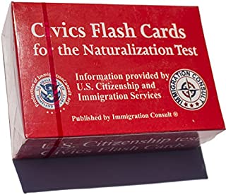 US Citizenship test civics flash cards for the naturalization exam with all official 128 USCIS questions and answers. Illustrated Pocket Box set flashcards to help study for the American Civics