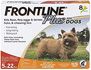 FRONTLINE Plus Flea and Tick Treatment for Dogs (Small Dog, 5-22 Pounds, 8 Doses)