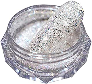 Diamonds Crystals Nail Powder,Holographic Chrome Glitter Shiny Nail Powder Sugar Mirror Effect Nail Art Decoration for Iridescent Pearlescent Manicure,Light Pink (B, Powder)