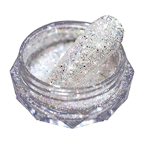 Diamonds Crystals Nail Powder,Holographic Chrome Glitter Shiny Nail Powder Sugar Mirror Effect Nail Art Decoration for Iridescent Pearlescent Manicure,Light Pink (B, Powder)